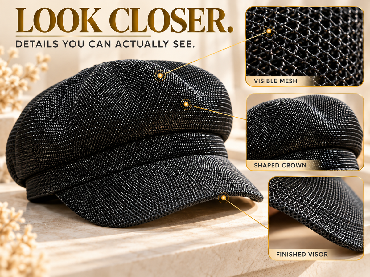 Rounded Crown Newsboy Cap: Lightweight Breathable Baker Boy Hat with Short Brim, Casual Summer Visor Cap