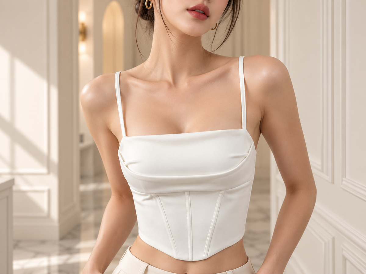 White Corset Top: Spaghetti Strap Lace Up Camisole, Fitted Backless Going Out Top, Women’s Summer Party Tank Top